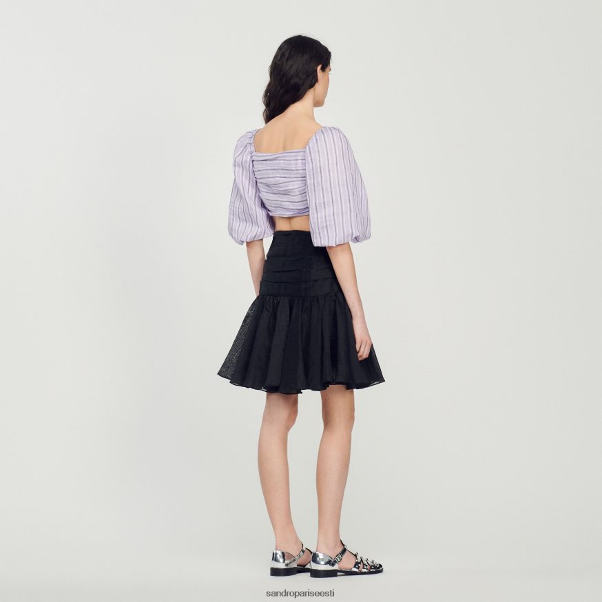 Sandro Paris kehakate naised triibuline crop top BN4RF458 lilla/must