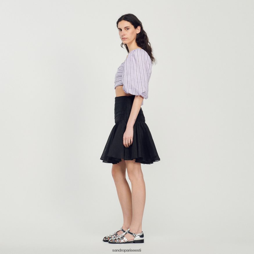 Sandro Paris kehakate naised triibuline crop top BN4RF458 lilla/must