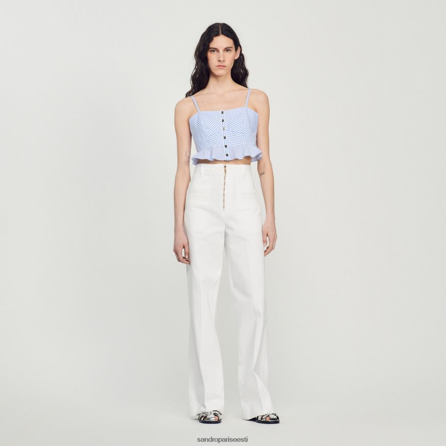 Sandro Paris kehakate naised triibuline rinnakas topp BN4RF88 taevasinine/valge