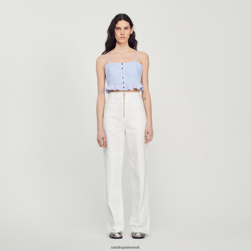 Sandro Paris kehakate naised triibuline rinnakas topp BN4RF88 taevasinine/valge