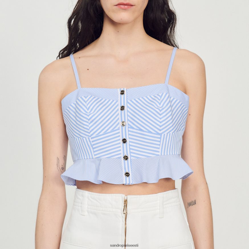 Sandro Paris kehakate naised triibuline rinnakas topp BN4RF88 taevasinine/valge