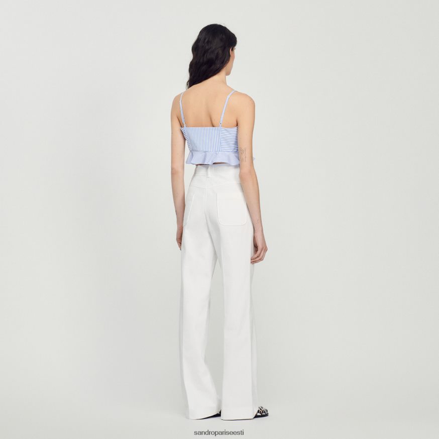 Sandro Paris kehakate naised triibuline rinnakas topp BN4RF88 taevasinine/valge