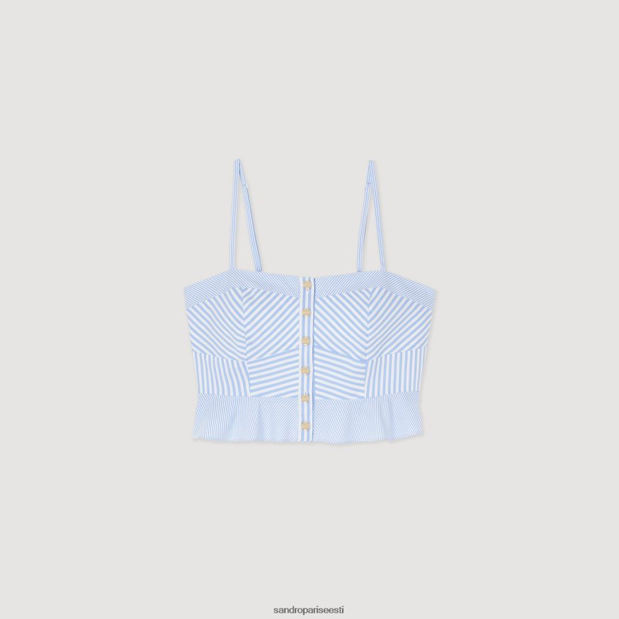 Sandro Paris kehakate naised triibuline rinnakas topp BN4RF88 taevasinine/valge