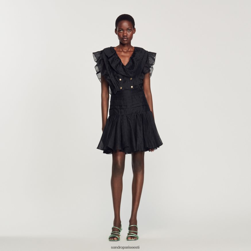 Sandro Paris kehakate naised volangiga crop top BN4RF131 must