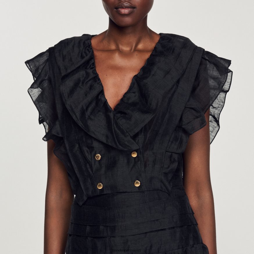 Sandro Paris kehakate naised volangiga crop top BN4RF131 must