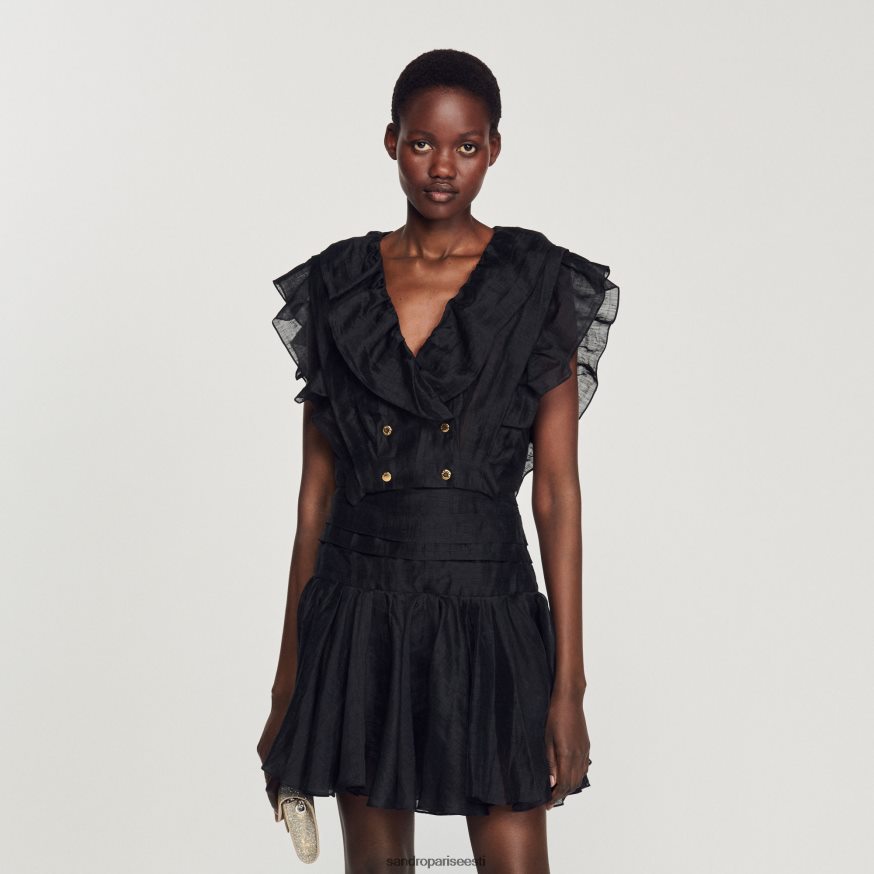 Sandro Paris kehakate naised volangiga crop top BN4RF131 must