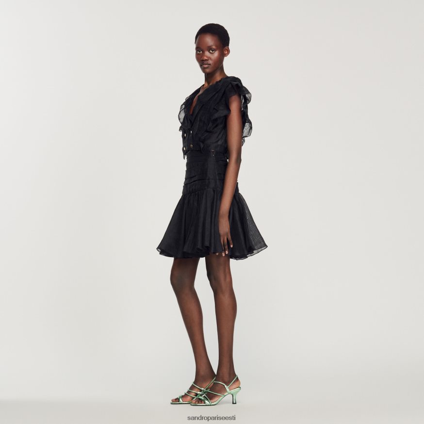 Sandro Paris kehakate naised volangiga crop top BN4RF131 must