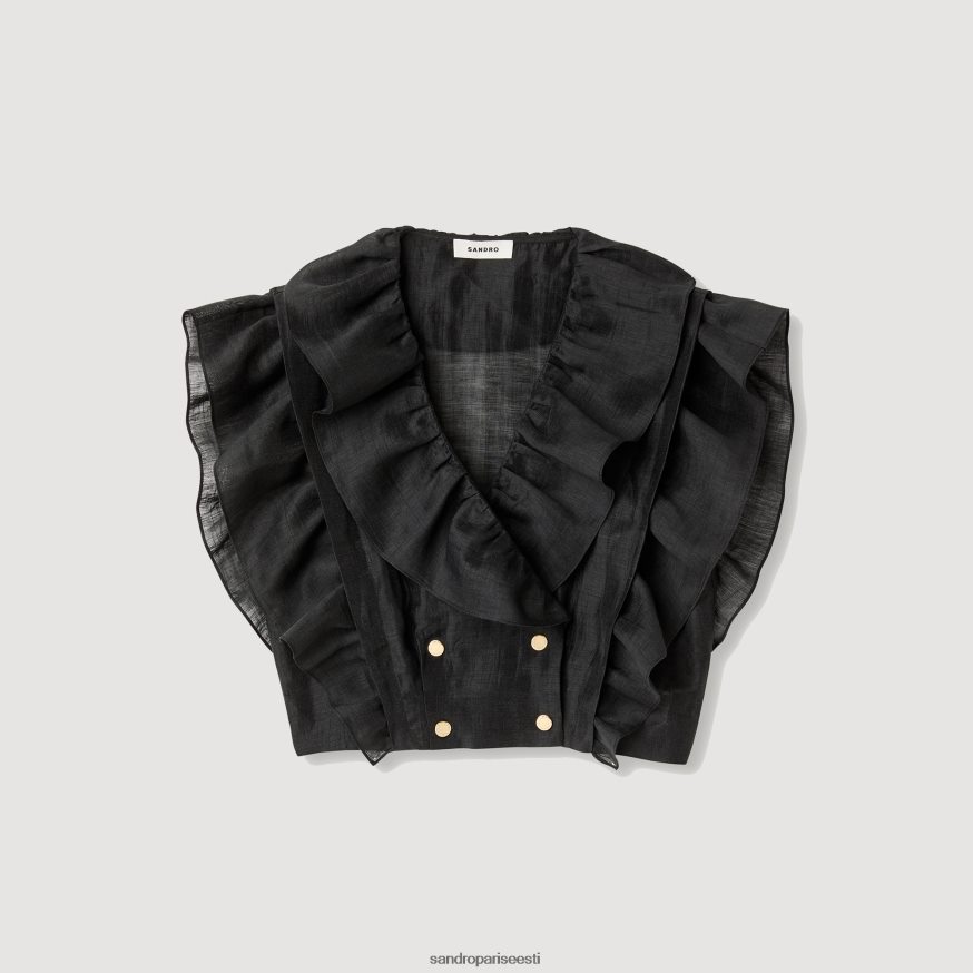 Sandro Paris kehakate naised volangiga crop top BN4RF131 must