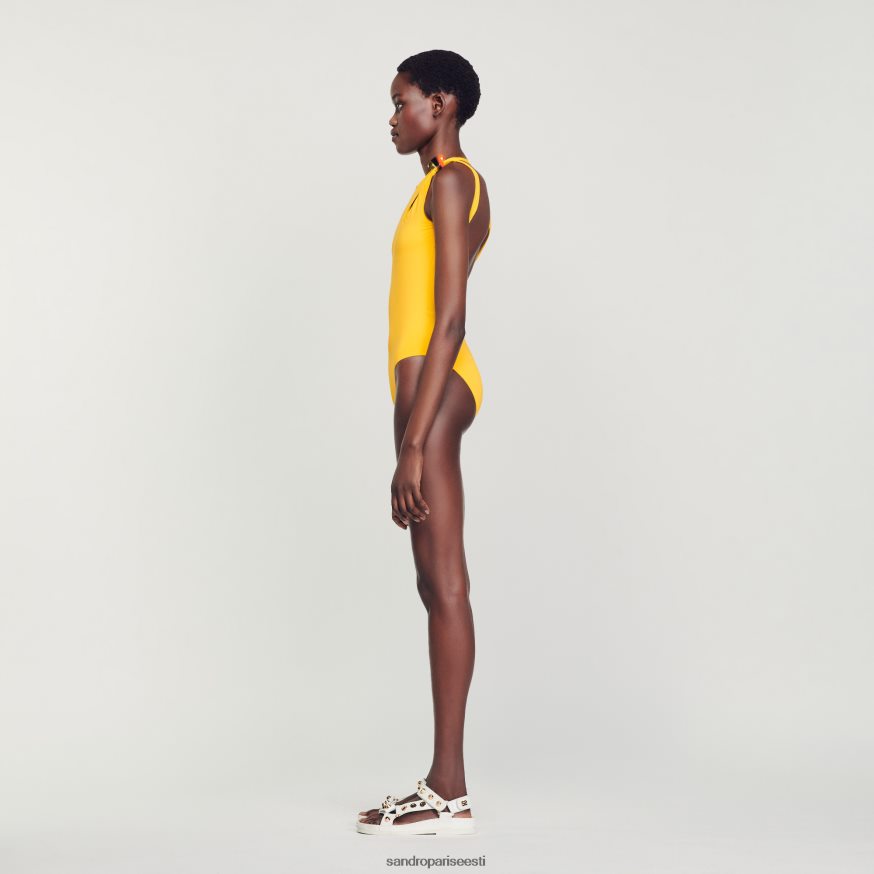 Sandro Paris kehakate naised asümmeetriline ühes tükis ujumistrikoo BN4RF182 kollane