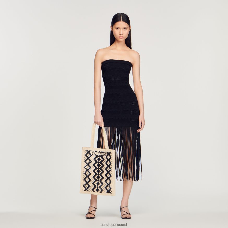 Sandro Paris tarvikud naised heegeldatud kandekott BN4RF498 beež/must