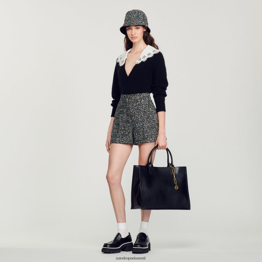 Sandro Paris tarvikud naised nahast kandekott kettehetega BN4RF550 must