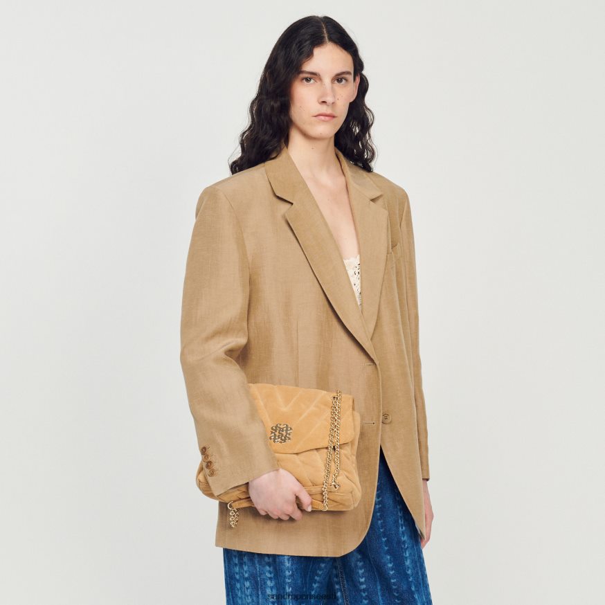 Sandro Paris tarvikud naised mila tepitud seemisnahast kott BN4RF522 kaamel