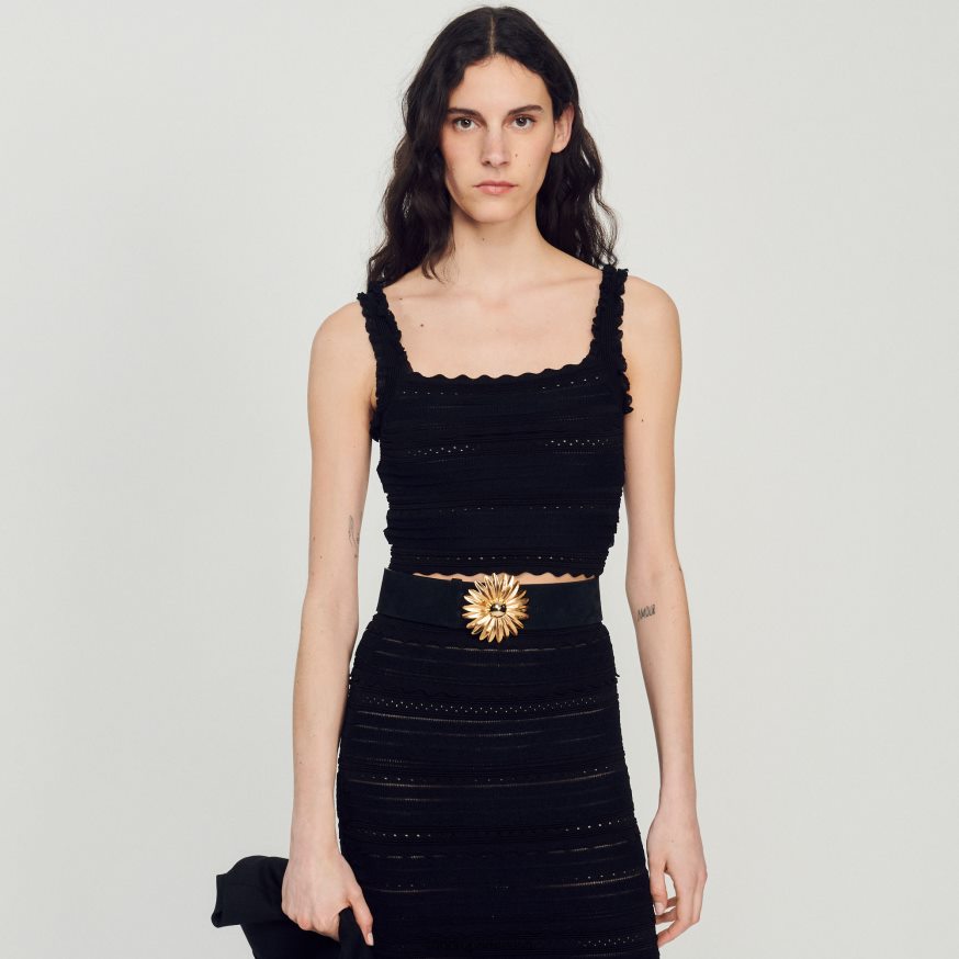 Sandro Paris tarvikud naised nahast vöö BN4RF569 must