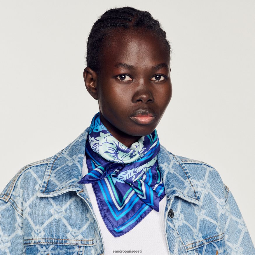 Sandro Paris tarvikud naised siidist sall BN4RF543 sinine